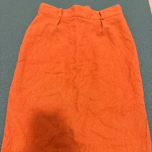 Rust Orange Faux Suede Midi Skirt